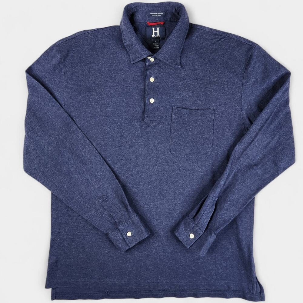 Vintage Tommy Hilfiger Luxury Knitwear Esquire Polo Men's Large Blue 2003